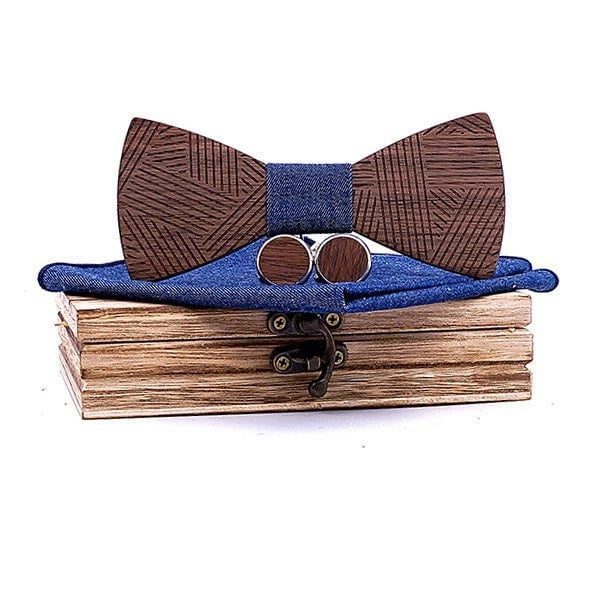Coffret Noeud Papillon Bois Mariage - Line T221-C4