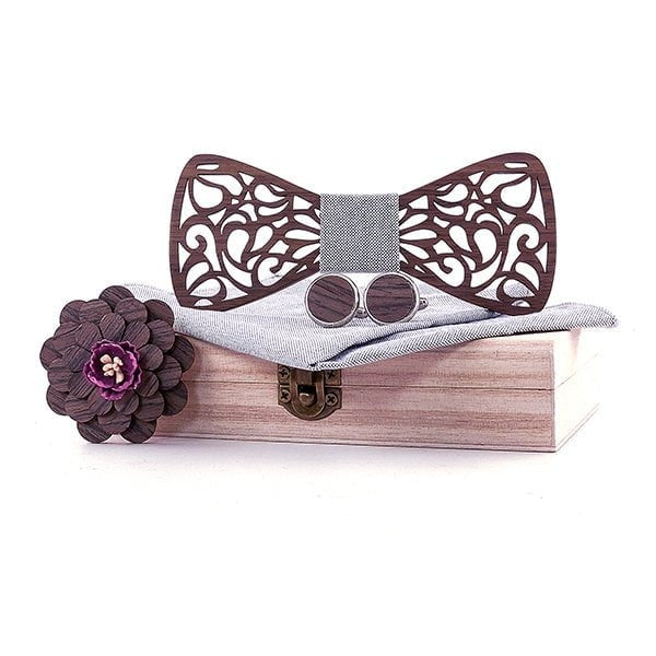 Coffret Noeud Papillon Bois Mariage - Love T329-C3