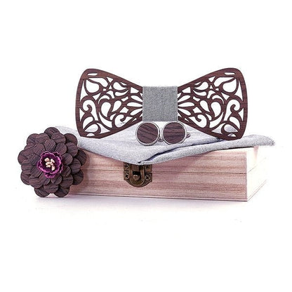 Coffret Noeud Papillon Bois Mariage - Love T329-C3