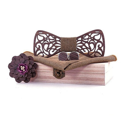 Coffret Noeud Papillon Bois Mariage - Love T329-C4