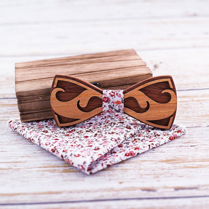 Coffret Noeud Papillon Bois Mariage - Moustache
