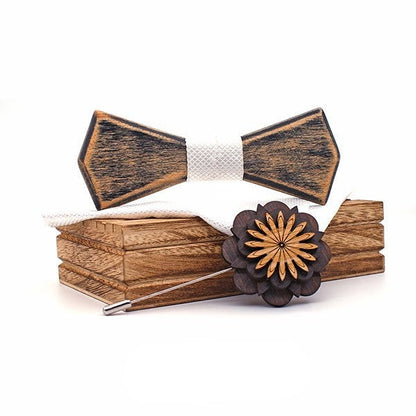 Coffret Noeud Papillon Bois Mariage - Old T342-C2