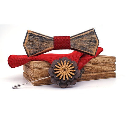 Coffret Noeud Papillon Bois Mariage - Old T342-C3