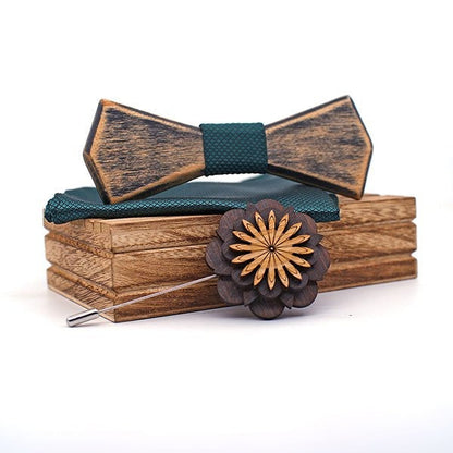 Coffret Noeud Papillon Bois Mariage - Old T342-C4