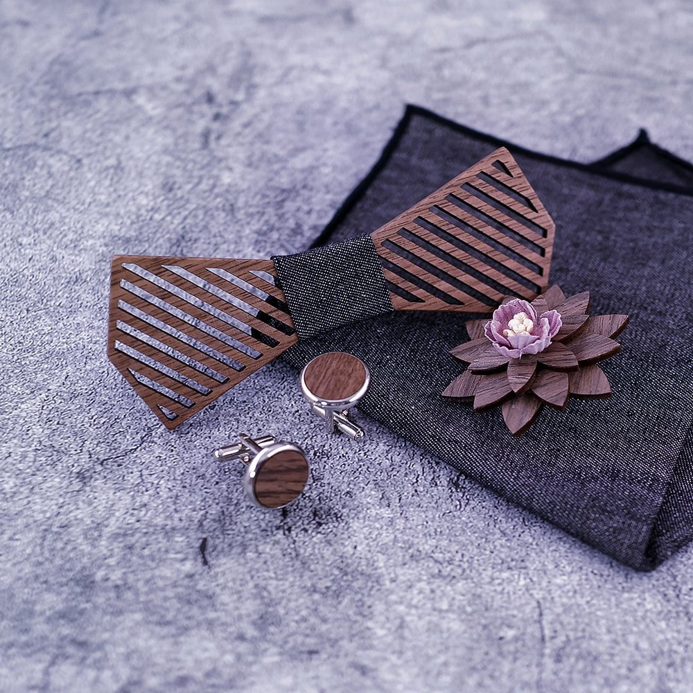 Coffret Noeud Papillon Bois Mariage - Refined