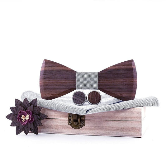 Coffret Noeud Papillon Bois Mariage - Smooth