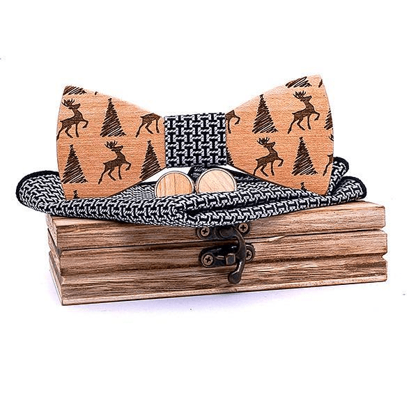 Noir Coffret Noeud Papillon Bois - Noel