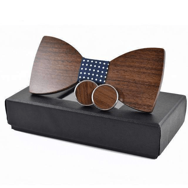 Bleu Marine Coffret Noeud Papillon Bois - Nuda