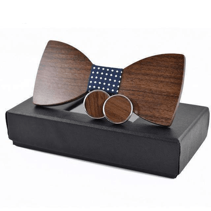 Bleu Marine Coffret Noeud Papillon Bois - Nuda
