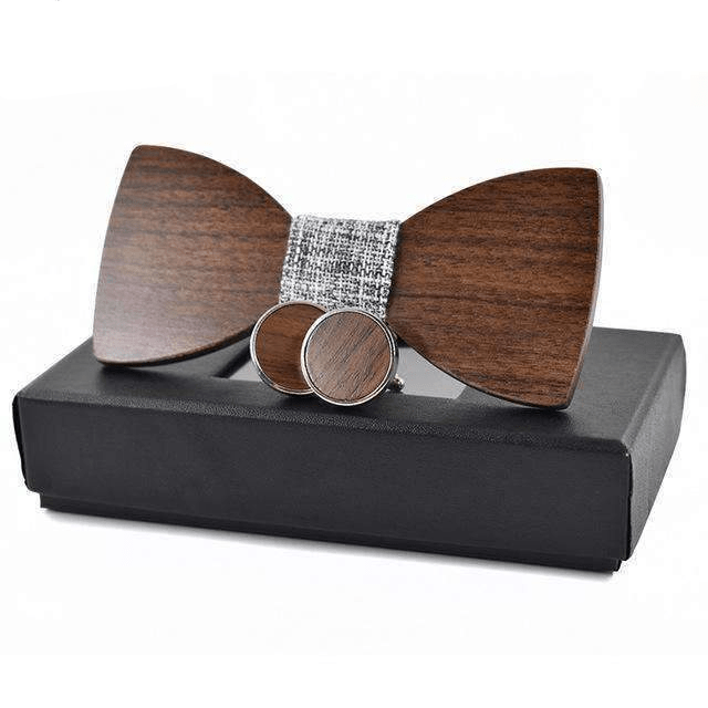 Gris Chiné Coffret Noeud Papillon Bois - Nuda