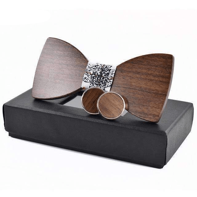 Noir/Blanc Coffret Noeud Papillon Bois - Nuda