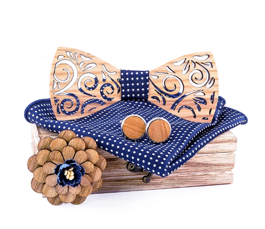 Coffret Noeud Papillon Bois - Ocean Pois