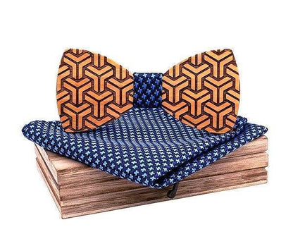 Bleu/Bleu Clair Coffret Noeud Papillon Bois - Phalanger