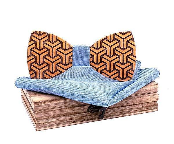 Bleu Clair Coffret Noeud Papillon Bois - Phalanger