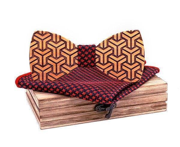 Rouge/Noir Coffret Noeud Papillon Bois - Phalanger