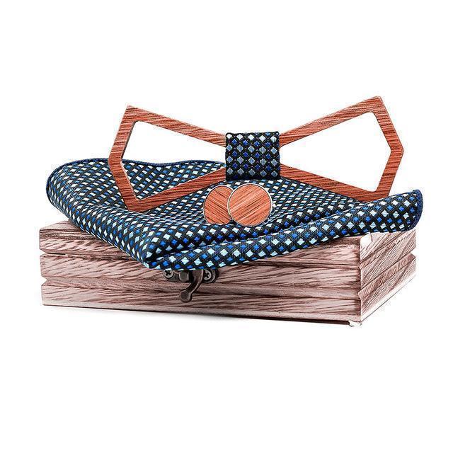 Coffret Noeud Papillon Bois - Pillar Bleu/Vert