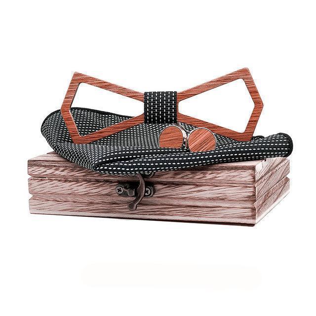 Coffret Noeud Papillon Bois - Pillar Noir/Blanc