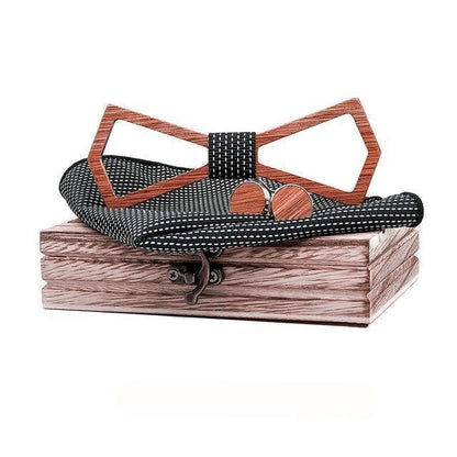 Coffret Noeud Papillon Bois - Pillar Noir/Blanc