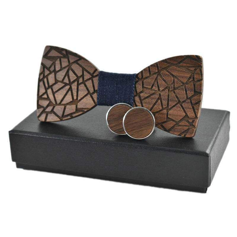 Liens et Mouchoirs Jeans Coffret Noeud Papillon Bois - Pumila