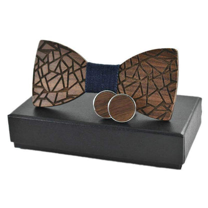 Liens et Mouchoirs Jeans Coffret Noeud Papillon Bois - Pumila