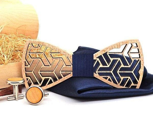 Coffret Noeud Papillon Bois - Tron Bleu Sombre