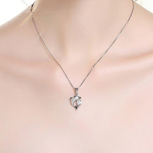 Collier avec pendentif dauphin en strass en argent sterling 925