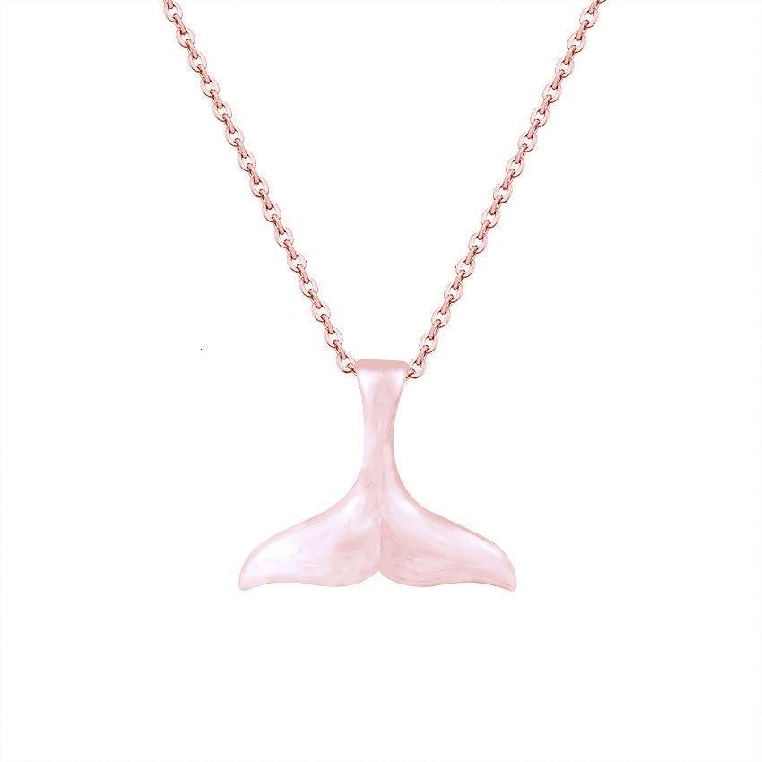 Collier avec pendentif queue de baleine en plaqué or / argent / or rose - MonPendentif