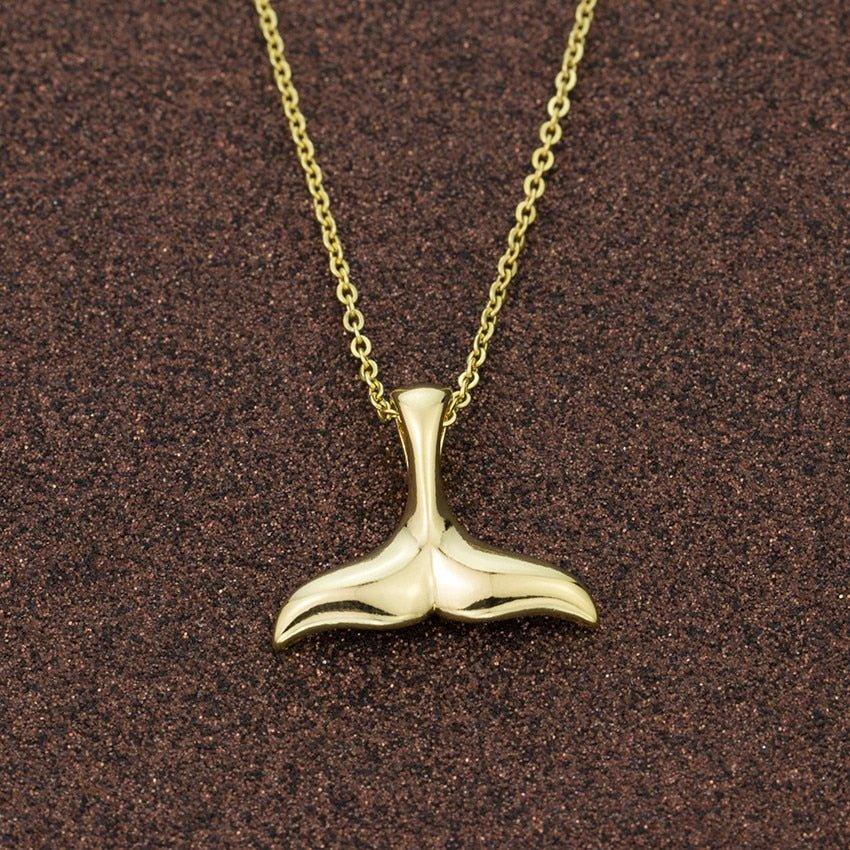 Collier avec pendentif queue de baleine en plaqué or / argent / or rose