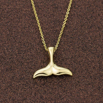 Collier avec pendentif queue de baleine en plaqué or / argent / or rose