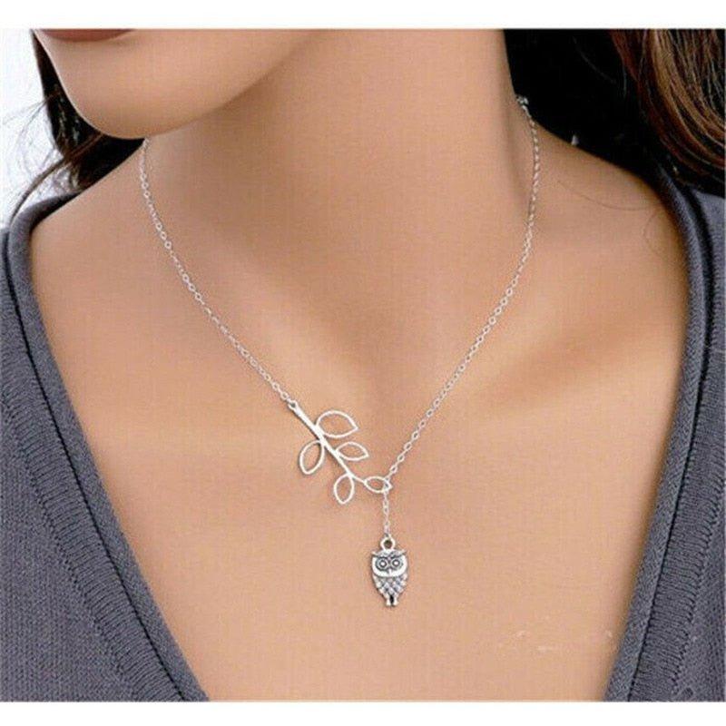 Collier floral pendentif chouette - MonPendentif