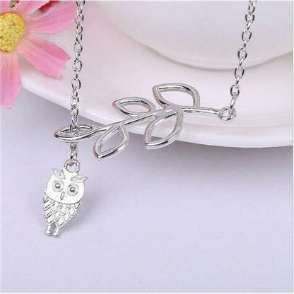 Collier floral pendentif chouette