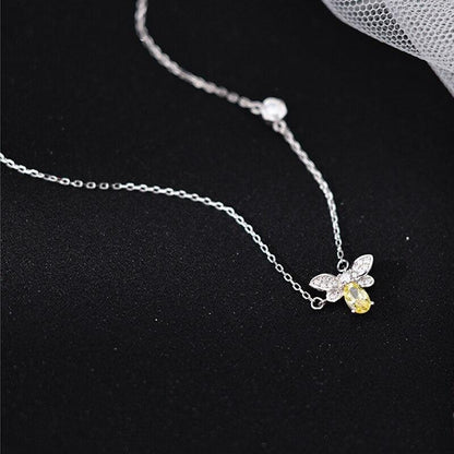 Collier pendentif abeille pierre argent 925