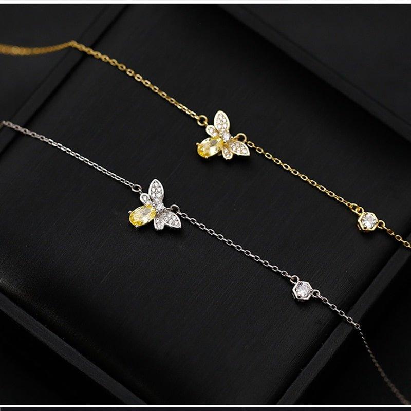 Collier pendentif abeille pierre argent 925
