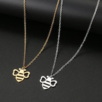 Collier pendentif abeille plat mignon plaqué or / argent