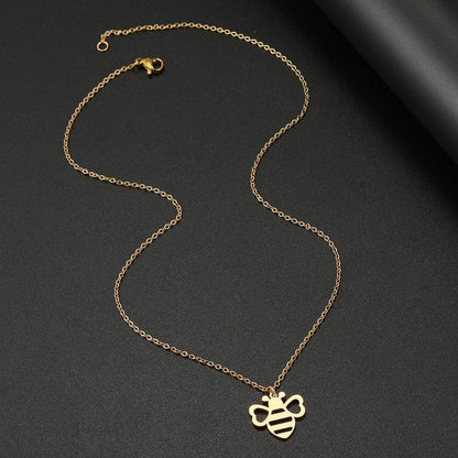 Collier pendentif abeille plat mignon plaqué or / argent