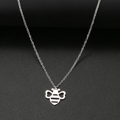 Collier pendentif abeille plat mignon plaqué or / argent - MonPendentif