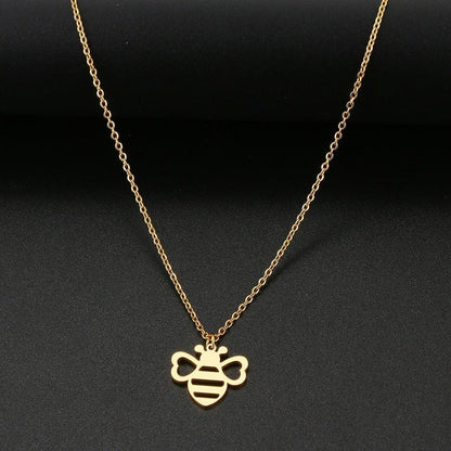 Collier pendentif abeille plat mignon plaqué or / argent - MonPendentif