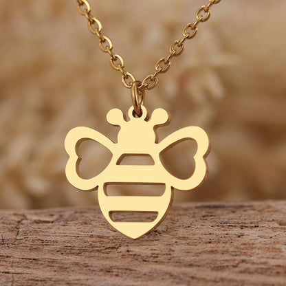Collier pendentif abeille plat mignon plaqué or / argent