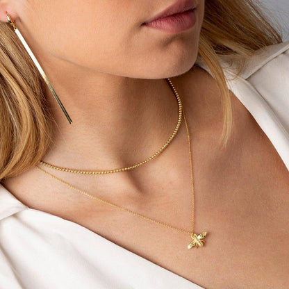 Collier pendentif abeille relief argent 925 / plaqué or