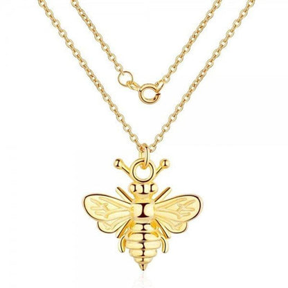 Collier pendentif abeille relief argent 925 / plaqué or