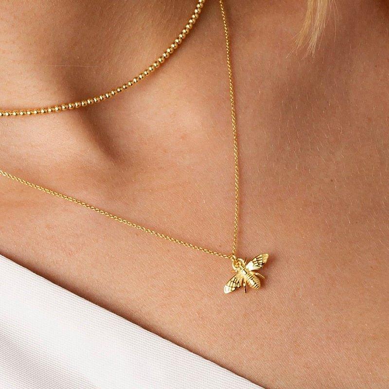Collier pendentif abeille relief argent 925 / plaqué or
