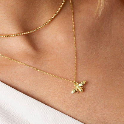 Collier pendentif abeille relief argent 925 / plaqué or
