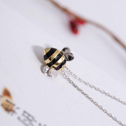 Collier pendentif abeille rond or / argent