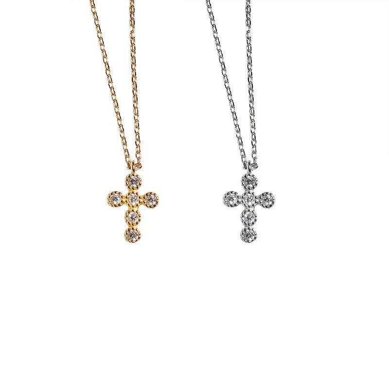 Collier pendentif assemblage de diamants croix religieuse en Argent Sterling 925