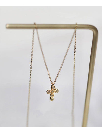 Collier pendentif assemblage de diamants croix religieuse en Argent Sterling 925
