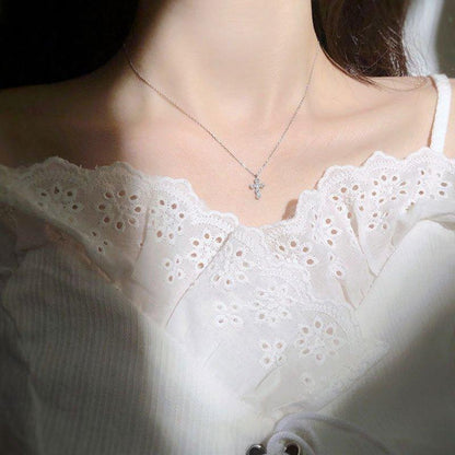 Collier pendentif assemblage de diamants croix religieuse en Argent Sterling 925 - MonPendentif