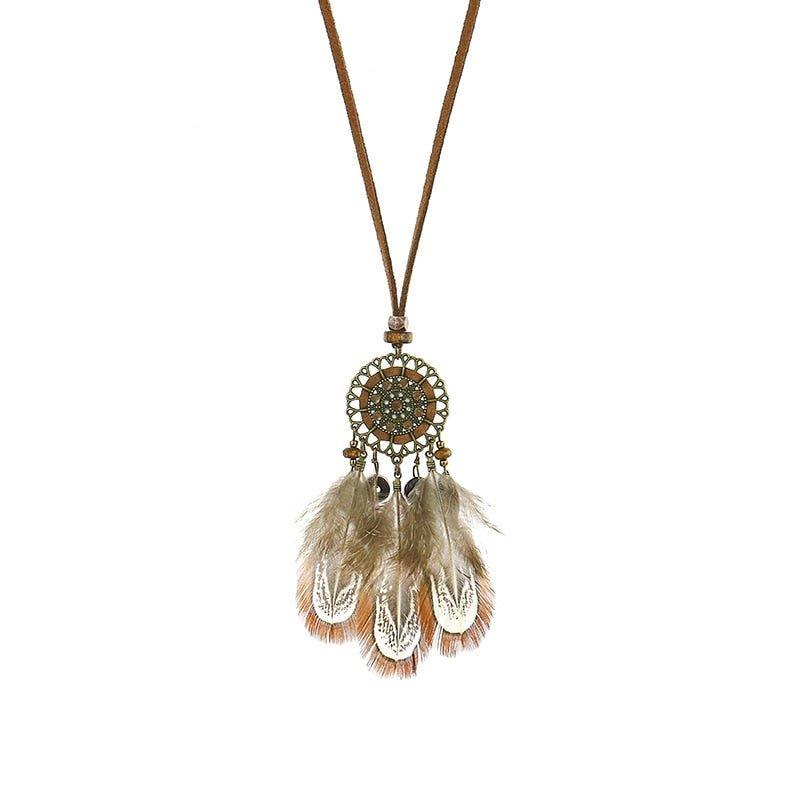 Collier pendentif attrape rêve 3 plumes - MonPendentif