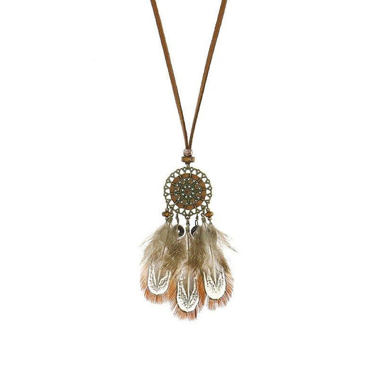 Collier pendentif attrape rêve 3 plumes - MonPendentif