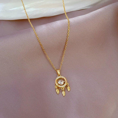Collier pendentif attrape rêve plaqué or cristal
