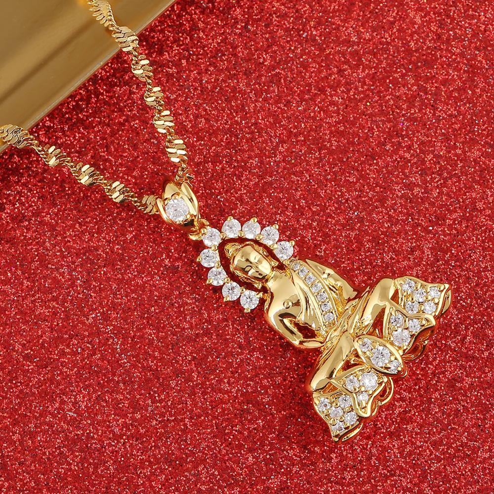 Collier pendentif bouddhiste tibétain en strass